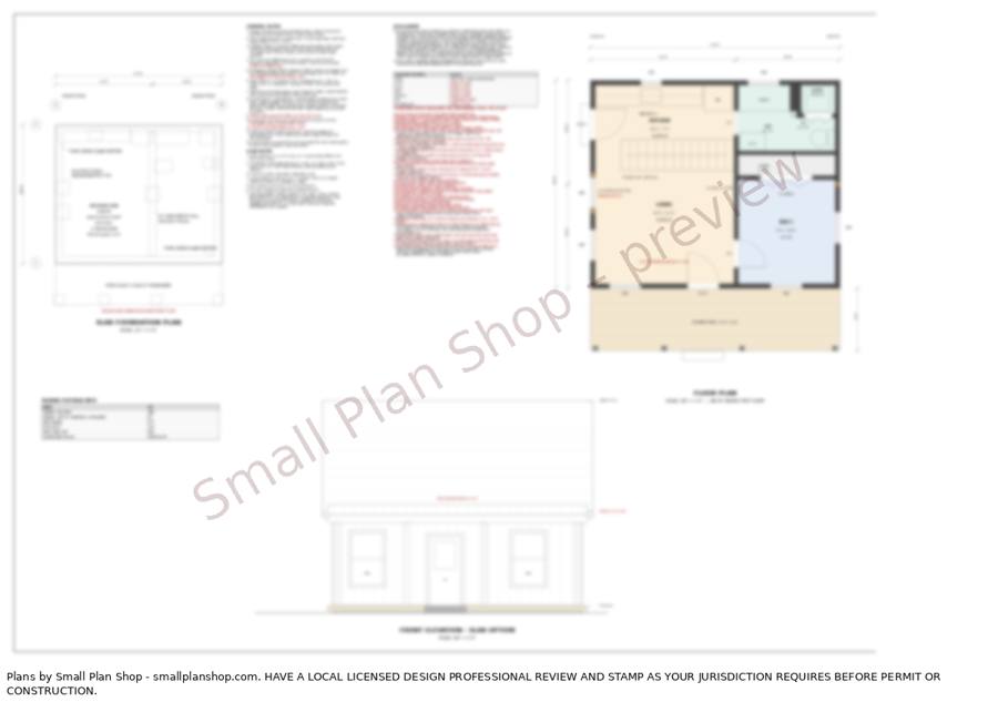 Notes and floor plan sheet preview