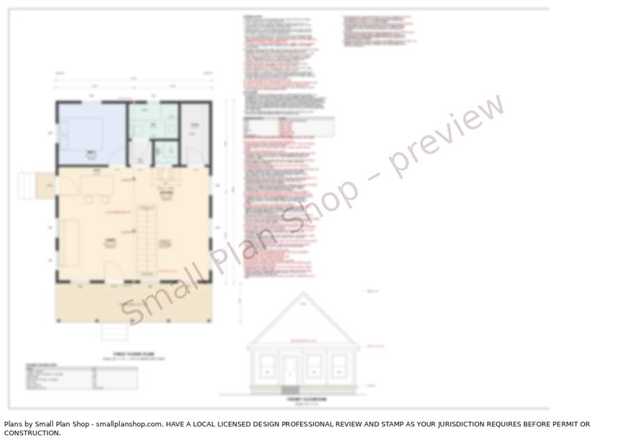 Notes and floor plan sheet preview